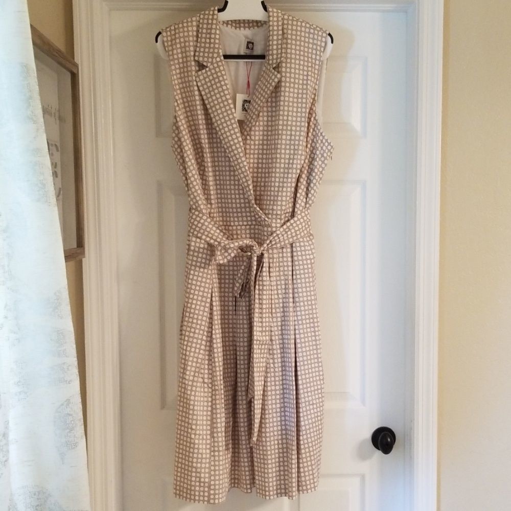 Anne Klein Plus Polka Dot V-Neck Midi Dress 24W - Picture 4 of 10